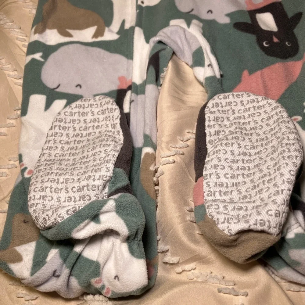 Carter's Footed Pajamas Kids Size 4T Arctic Animals Print Fleece Sleepwear